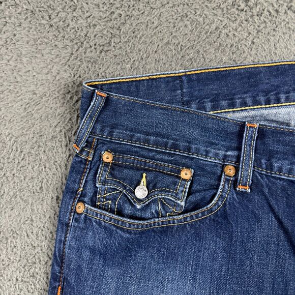 True Religion Jeans Mens 38x33 Blue Bootcut Dark Wash Denim Made in USA - Picture 3 of 16